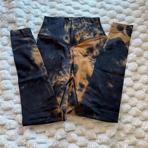 Balance Athletica Black and Orange Tie-Dye High-Waist Leggings